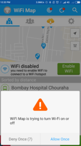 WiFi enable for WiFi map