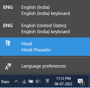 Select Hindi language